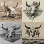 **dibujo de cráneo de vaca con plumas colgando de sus cuernos en un paisaje desértico --v 7.0** - <@1099054943794647211> (fast)
-# Create, explore, and organize on [midjourney.com](<https://midjourney.com/imagine?from_discord=1>)