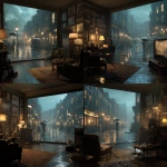 **Create a high-quality ultra-realistic photo background which is colour graded of a 1950s singing in the rain. Place a large tv or screen on the right hand side near the edge of the picture which you can see the whole screen** - Variations (Strong) by <@1168106068602261574> (fast)