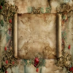 **Short wide parchment scroll centered in frame, vintage aged paper texture, ornate red and green decorative border on top and bottom, Victorian Christmas aesthetic, crimson wax seal on bottom right, scroll curled at left and right ends, plenty of empty space above and below for design elements, warm glow, isolated on clean background, 16:9 aspect ratio --ar 16:9 --v 6.0** - Image #4 <@1101284427277017178>