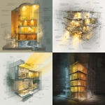 **architectural lighting design strategy diagram, showing layers of ambient, task, and accent lighting, technical drawing style with annotations, warm color temperature visualization --ar 4:3** - <@794327127260266516> (fast)