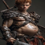 **Realistic 3d rendering. Epic battle scene. pregnant, Hyper muscular young elf with protruding stomach, handsome, tall, square jaw, short curly red hair, bright silver eyes, full bow-shaped bow-shaped, lips, defined muscles, vascular, freckles, pregnant belly, tattoos, square jaw, masculine features, handsome, short curly red hair, hyper oversized muscles, massive muscular arms, massive muscular biceps, massive muscular forearms, massive muscular legs, massive muscular thighs, massive muscular calves, hyper massive muscles, wearing leather armor, huge muscles, handsome, carrying large sword, running into battle. Realistic. --ar 9:16 --v 7.0** - Upscaled by <@1222981214734913607> (fast)
-# Create, explore, and organize on [midjourney.com](<https://midjourney.com/imagine?from_discord=1>)