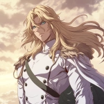 **original anime character, hand-drawn portrait style, thick bold outlines, clean cel-shading, visible sketch lines, crosshatching on fabric folds and underlying anatomy, ultra-detailed line art with zero clutter, sharp and defined facial features, full-color rendering, high visual clarity of face and body, character-centered composition include multiple perspective variants: frontal heroic close-up (face and torso squared), three-quarter angle showing jawline and stance depth, low-angle upward shot for size and presence, high-angle downward for clothing detail, side profile close-up with flowing fabric and sharp expression uncluttered background, zero special effects, only character and clothing, emphasis on silhouette, expression, pose, and detailed costume, anime character design with clear visual logic --niji 6 --raw** - Image #2 <@266429059049848832>