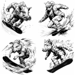 **black line art illustration, simple tattoo-style outline, dynamic snowboarder mid-jump, clean bold lines, minimal shading, white background, detailed winter clothes, expressive motion, wild boar head instead of the original head, large tusks, aggressive expression, smooth flowing linework, high contrast, stylized minimalistic design --v 6.0 --ar 1:1 --raw** - <@1411409201405624532> (fast)
-# Create, explore, and organize on [midjourney.com](<https://midjourney.com/imagine?from_discord=1>)