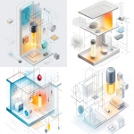 **Diagram showing housing, glare control, and light-controlling elements of a luminaure and lamp. --ar 4:3** - Remix (Strong) by <@794327127260266516> (fast)