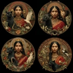 **a Bengali woman with a serpent in her root chakra, a black jaguar in her sacral , a hummingbird in her solar plexus and an eagle in her heart chakra, named Mr Dendrokinetic** - Variations (Strong) by <@1069265923099328512> (fast)