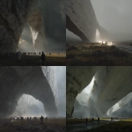 **vertical roads, natural arch bridges, thundering massive cracks in the earth to the abyss,photo, architectural, white organic smooth concrete bunker in marshlands and grass fields, giant stadium Opera house, misty atmospheric conditions, crowds of hovering people, giant boulders levitating in the sky, lens flare as ships travel past, moonstone traffic light drones above the road, realistic lighting, spire, huge structure, orange lights, waterfall, war, Image #4 white willow trees, crepuscular rays <@1077492926550134864> Image #4 <@1077492926550134864> --v 7.0 --p 3yk8su5** - <@1077492926550134864> (fast)