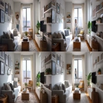 **realistic photograph of a small apartment living room, walls on both sides, brightly lit, the camera is at a low angle, a woman stands in the middle of the frame, wearing a white blouse and jeans, she is looking confidently at camera. She is holding a white box. The dimensions of the box are 17.04 x 15.94 x 6.18 inches --ar 16:9 --oref <https://s.mj.run/-7AyBy5lgj4> --ow 100** - Remix (Subtle) by <@820114505819226165> (fast)