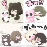 **<https://s.mj.run/ycq0FT9Ml6w> super deformed moe girl tripping over giant teddy, skirt flying up (safety visible), arms flailing with ★ crash symbols, 3 head ratio, teardrop shaped , ink splotch knee bandage, 'どすん!' sound effect in wobbling letters --niji 6 --s 1000 --ar 1:1 --p ppq6db3 --iw 0.1 --sw 250 --sref <https://s.mj.run/GTckZeCPzeo> --relax --raw** - <@1384018012746809385> (relaxed)
