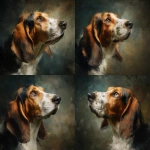 **A basset hound portrait, head turned slightly. Blurry background. Painterly style.** - Variations (Strong) by <@817022345902162030> (fast)