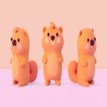 **A 3-view character turnaround of a cute anthropomorphic cartoon beaver, shown in front view, side view, and back view, fluffy and soft fur with rich texture, big expressive eyes, wide smile with visible teeth, rounded body, short limbs, large flat tail in back view, Disney Pixar animation style, warm and gentle lighting, consistent proportions, beige background with horizontal guide lines, clean and high-resolution illustration --v 6.0 --ar 16:9 --sref 3556861680** - Image #2 <@568812885007007745>