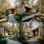 **captured by a world-class luxury architectural photographer, Hasselblad 500CM, 40mm lens, f/5.6, ISO 400, tripod-mounted, eye-level framing from the main entry path, serene wellness retreat nestled in the lush green Queensland hinterland, surrounded by tall gums and rainforest undergrowth, primary low modern pavilion in pale limestone and washed warm timber, connected to two smaller satellite villas via slim covered walkways, foreground of soft grey stone path with a single reflecting water feature to the left, curated native landscaping with soft grasses, soft warm neutral daylight, shadows lifted, highlights bloomed, muted stone and timber tones, photoreal analog capture with rich 35mm grain, halation glow, Kodak Portra 160 pushed one stop, composition wide and balanced to blend architecture seamlessly into nature, editorial for Architectural Digest** - <@837237355722571776> (fast)
-# Create, explore, and organize on [midjourney.com](<https://midjourney.com/imagine?from_discord=1>)
