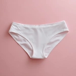 **blank white mockup of women's swimsuit brief bottom, flatlay, editorial solid color background --v 7.0** - Image #2 <@1071055024756637826>
