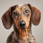 **Adult shorthaired Daschund dog, fur colour champagne, facing forward, relaxed mood, in focus, eyes looking directly into the camera lens, head shot, indoor studio lighting, photography studio, white background, portrait, one key light and two fill lights to brighten the entire face, photorealistic --v 7.0** - Image #2 <@961150162703626290>