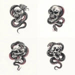 **A snake traditional old shcool skull tattoo design, white background** - Variations (Strong) by <@1289925671455559733> (fast)