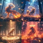 **A mythical fox made of fire, a halo of electricity floating above head, fireflies flying around background, inside of a mystical misty forest, embers in foreground, cinematic, bokeh effect, abstract, foxfire, 3d, uhd, octane render, --ar 3:4 --niji 6** - <@812948421366644747> (fast, stealth)