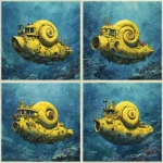 **a yellow navy ammonite amanita submarine down the sea --v 7.0 --raw** - Variations (Subtle) by <@1071135204846096475> (fast)