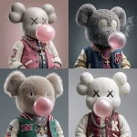 **A kaws style Teddy bear wearing a varsity jacket and blowing a bubble with chewing gum. The bear should also be wearing a chain necklace with a cross.** - <@925555162267922472> (fast)
-# Create, explore, and organize on [midjourney.com](<https://midjourney.com/imagine?from_discord=1>)