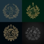 **elegant one-color foil illustration of a globe intertwined with vine leaves and a wine bottle, symbolizing global trade and fine beverage export, minimal line art, refined symmetry, high-end luxury design, no people, vector emblem composition** - <@1141890881742458911> (relaxed)