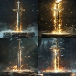 **Andúril, legendary sword reforged from the shards of Narsil, blade shining with radiant silver light, ancient elven runes glowing along the steel, standing upright on a stone pedestal, surrounded by white flames and a golden aura, symbol of kingship and hope, epic fantasy artwork, ultra realistic, highly detailed, cinematic atmosphere, 8k --ar 9:16 --v 6.0** - <@834125706757013534> (fast)
