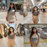 **a cute japanese woman with long hair, wearing a unisex gray t-shirt and beige skirt in the shopping area of a screenshot, a real photo taken by a phone camera. --ar 37:45 --v 7.0 --p uhaa3kn** - <@1259439584010309703> (fast, stealth)