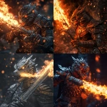 **a d&d dragonborn character, holding a large intricate sword, breathing extremely hot fire from his mouth, full body image, full scale image, epic, intense, action scene, 8k, 8k vivid, 8k ultra detailed, 8k ultra realistic, 8k cinematic, 8k hyper detailed, 8k hyper realistic, 8k photo realistic, 8k insanely detailed, 8k insanely realistic, 8k ultra high definition, 8k hyper high definition, 8k insanely high definition, 8k movie quality, --v 6.1** - <@413009047789240321> (fast)