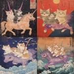 **kittens riding a ultraviolet unicorn ukiyo-e --ar 3:4 --v 6.1** - <@342356662046162945> (fast)