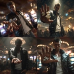 **a photorealistic image of a man with short spiked brown hair in a black leather jacket, white tshirt and jeans, standing in a crowded casino holding a pair of dice in his hand palm facing up. Make the man somewhat in shadow. Make it a low angle shot with a spotlight shining down on the hand holing the dice ar 3:2 --v 7.0** - <@1079878313302048812> (fast)
-# Create, explore, and organize on [midjourney.com](<https://midjourney.com/imagine?from_discord=1>)