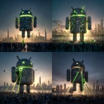 **<https://s.mj.run/rWcFtaYzAZ8> The Android Robot made of mobile phones is collapsing, crowd of people looking up at it, green malware bugs trying to get inside it, green lasers trying to pull robot down, cityscape, photorealistic, magic hour, dramatic lighting** - <@1048326817838280714> (fast, stealth)
-# Create, explore, and organize on [midjourney.com](<https://midjourney.com/imagine?from_discord=1>)