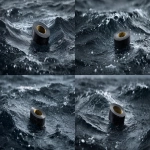 **a National Geographic photograph of a roll of black gaff tape floating on the ocean, --ar 16:9** - Variations (Strong) by <@960702118686244966> (fast)