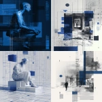 **A restrained, graphic composition where a sculptural human presence is partially obscured by system structures grids, code-like typography, modular blocks. The image reads as a study of time, archives, and future possibility. Dark blue accent color throughout, minimal saturation, strong negative space, institutional design language, not futuristic. --ar 4:5** - <@1040897715137163265> (fast)
-# Create, explore, and organize on [midjourney.com](<https://midjourney.com/imagine?from_discord=1>)