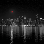 **red dot showing up as the moon on a black and white new york skyline** - Image #4 <@1137240197814288404>