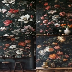 **dark, moody, vintage-inspired floral wallpaper with muted tones, beautiful botanical illustrations, and a vintage aesthetic. --ar 4:7 --v 6.0 --s 250** - <@756269320539209761> (fast)