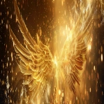**Divine golden light rays descending from heaven onto floating elemental symbols (fire flame, water droplet, air swirl, earth crystal), angelic wings in background, warm amber and gold color palette, hyper-realistic spiritual energy, cinematic photography --ar 4:1 --v 6.0** - Image #2 <@900787127892180992>