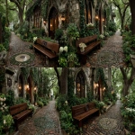 **backyard memorial garden with mahogany bench, small labyrinth, well landscaped, bright, open --s 750 --v 7.0 --ar 3:2** - Variations (Strong) by <@1007106543935823902> (relaxed)