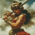 **Amazon warrior by Boris Vallejo as a children's book illustration --ar 3:4 --v 7.0** - Image #2 <@1071437900610293863>
