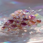 **a highly detailed crystal grapes art piece, shaped like a cluster of grapes made entirely of translucent gemstone, iridescent rainbow reflections, sparkling diamond-like textures, placed on a clear glass plate, surrounded by crystal droplets, soft pastel lighting, dreamy glossy aesthetic, hyper realistic photography, fantasy luxury concept --ar 9:16** - Image #1 <@1240240057374478349>