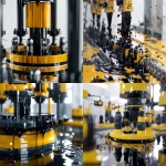 **eine detaillierte ikonische ASMR Hydraulik Presse mit schwarz gelben Akzenten. Der Hintergrund ist ein weißes Studio. ASMR Video stil. ultrarealistisch, reflektierend. --ar 4:3 --v 6.0** - <@672875703666081795> (relaxed)
