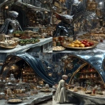 **Elf Market ; in the style of cinematic style photography, photorealistic images, ray tracing, subsurface-scattering, realistic lighting, live action 3D rendering --fast --v 7.0 --sref 89616974 1044 251 --sv 4 --ar 3:5 --exp 50 --p 7u4x1qi** - <@1018138887199129620> (turbo)