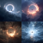 **Passenger plane entering an energy portal in the sky** - <@1039382567109005333> (fast)