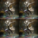**<https://s.mj.run/kPsGh_-KWJ0> <https://s.mj.run/-qquprwLscw> futuristic android manneqin dancing, white latex armor, leviathan landscape lithograph imagery, enigma, double exposure, dark backgrpund, holographic ink prismatic pastoral pointillism, ar 5:7 --profile s4f9d7g --v 6.1** - Variations (Region) by <@1071135204846096475> (fast)