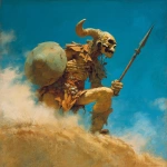 **Yautja draugr soldier, illustration by Frank Frazetta --ar 3:4 --v 7.0** - Image #4 <@1071437900610293863>