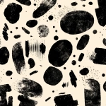 **Abstract black graphic composed of fragmented organic shapes. Irregular ink-like blobs, broken strokes, and isolated dots scattered loosely across a white background. No closed outlines, no complete silhouettes. Forms feel interrupted, cropped, or partially erased. Mix of soft-edged masses and sharp, hesitant strokes. Some curved echo-like marks suggesting motion or vibration. No center, no symmetry, no recognizable object. The composition should feel accidental and unbalanced. Flat, 2D graphic. Solid black shapes only. No texture, no shading, no gradients.** - Image #2 <@389249015331422210>