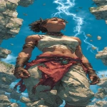 **The Zulu priestess stands among the ancient ruins. Ebony skin and natural hair. Her fingertips crackle with lightning as she summons the powers of the gods. Muscles visibly strained, it is almost more than she can bear, but she is determined. Though her teeth are gritted, her expression is resolute. --ar 1:2 --s 750** - Image #2 <@344228814332887040>