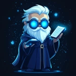 **Futuristic legal wizard mascot, glowing blue eyes, wearing a judge robe mixed with a wizard cloak, holding a digital scroll and a smartphone, cartoonish but clean, high-tech magical vibe, flat design - vector art --s 250** - Image #2 <@844314166369583134>