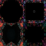 **vector image: a YouTube end screen: black page with a Christmas kaleidoscope trim --ar 3:2** - <@1074888048279552010> (fast)