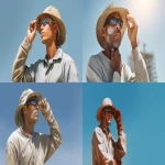 **construction worker wearing a wide-brimmed hat, sunglasses, and long-sleeved light clothing, applying sunscreen, working outdoors under strong sunlight, clear blue sky, protective gear visible, bright daylight, photorealistic style, warm color tones with high contrast shadows --ar 16:9 --v 7.0 --q 2 --s 50 --p puravvo --raw** - <@908777820459794493> (fast)