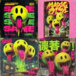 **80s horror B-movie poster style UK bassline cover art, acid rave theme, dripping yellow smiley faces with tongues out and sweat, chaotic typography, exaggerated lighting, VHS grain, neon green and pink palette, hand-painted airbrush textures, campy sci-fi horror vibe, glowing text, dramatic composition, inspired by Phatworld, Mozey, Interplanetary Criminal, --ar 1:1 --v 7.0 --s 850 --q 2 --raw** - <@289277077293760513> (fast)