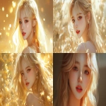 **Blond hair korean young women, gold, happy, pretty, cute --v 6.1 --ar 16:9** - <@1136199270224117860> (fast)