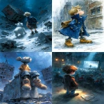 **children's book illustration, in the style of Bill Sienkiewicz, --ar 35:53 --chaos 25 --raw --profile on7n3qo --s 1000 --v 7.0** - <@1202719359680774145> (fast)