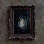 **A OLD PAINTING OF A DARK WOODS WITH A DARK WOODEN OLD FRAME** - Image #4 <@1112923943502880769>